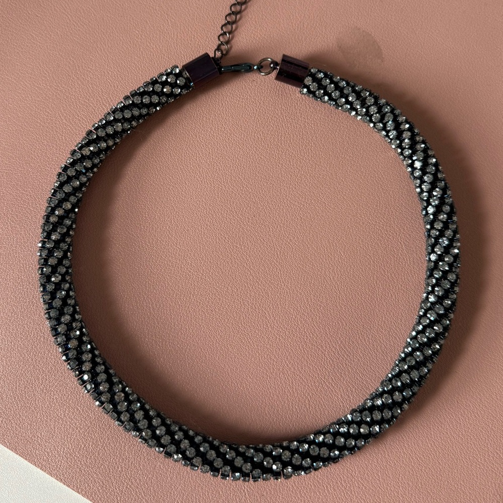 Zara Elegant Black and Silver Chocker Necklace